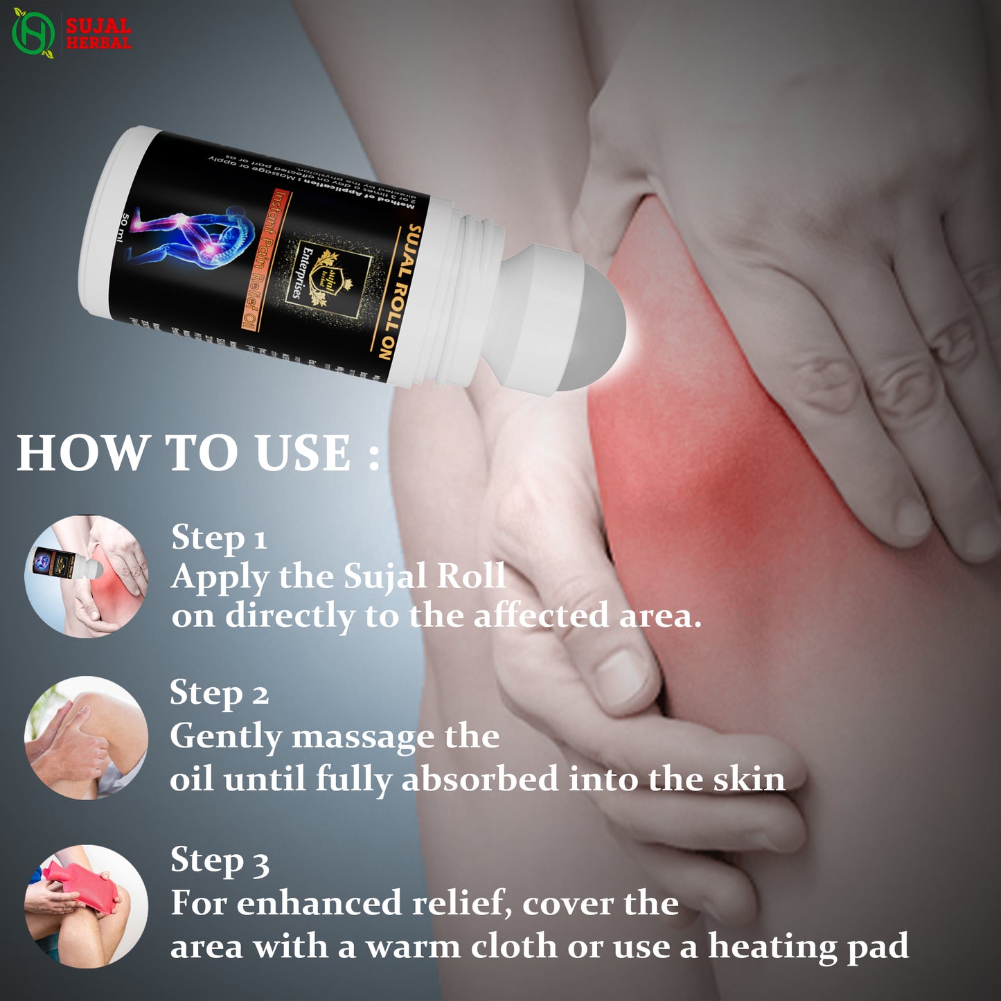 Sujal Roll-On Pain Relief Oil 50ml | Herbal Support for Muscle & Joint Comfort