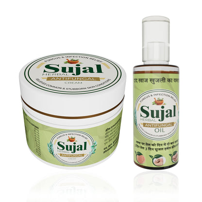 Sujal Herbal Antifungal Combo | Herbal Cream 30g + Oil 30ml for Itching & Fungal Skin Care